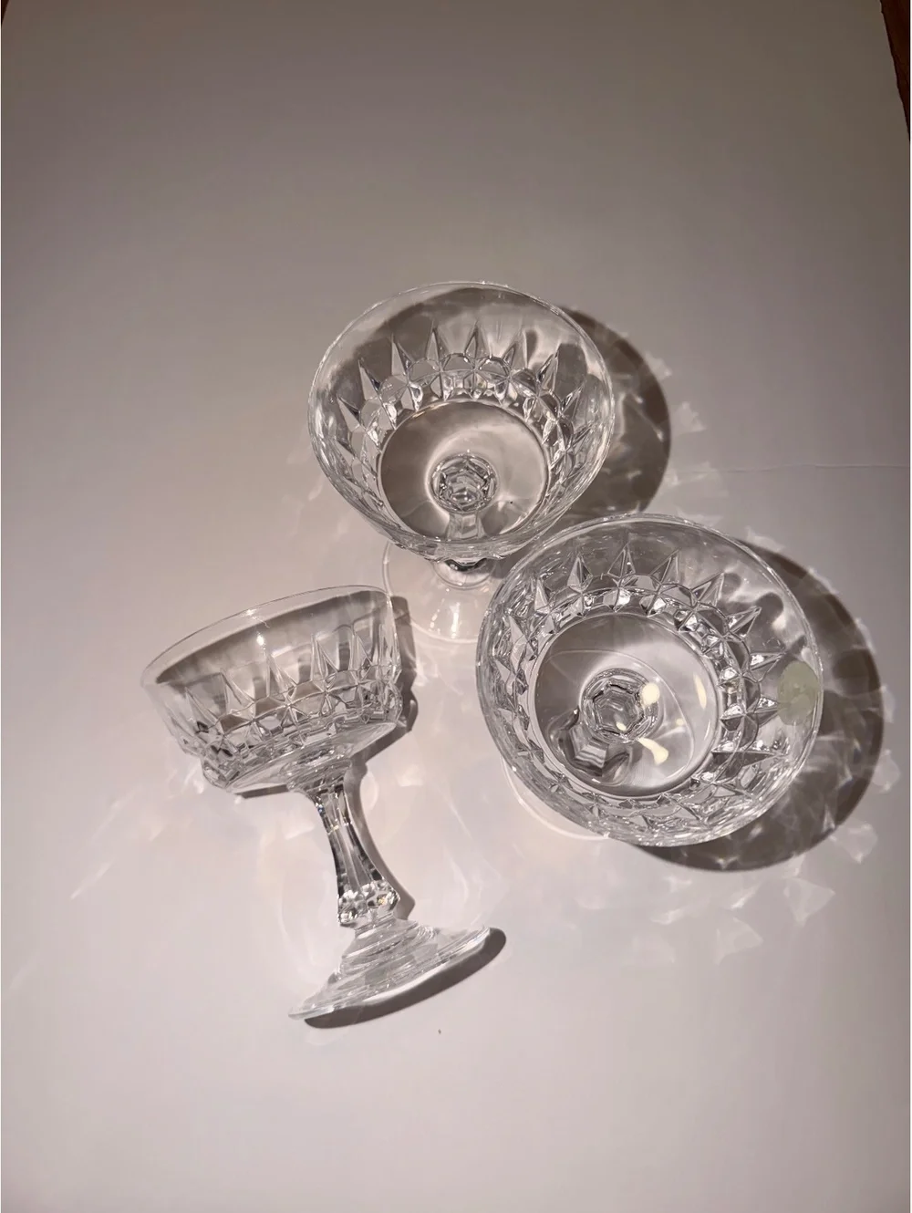 Cristal d'Arques Crystal Coupe Glasses Set 3 France Cut Cocktail